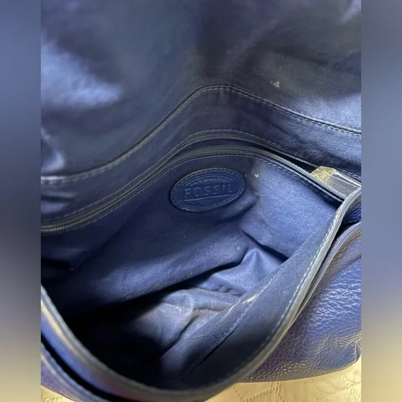 FOSSIL Preston Royal Blue Pebble Grain Leather Flap Crossbody Bag #ZB5875 - Picture 6 of 14